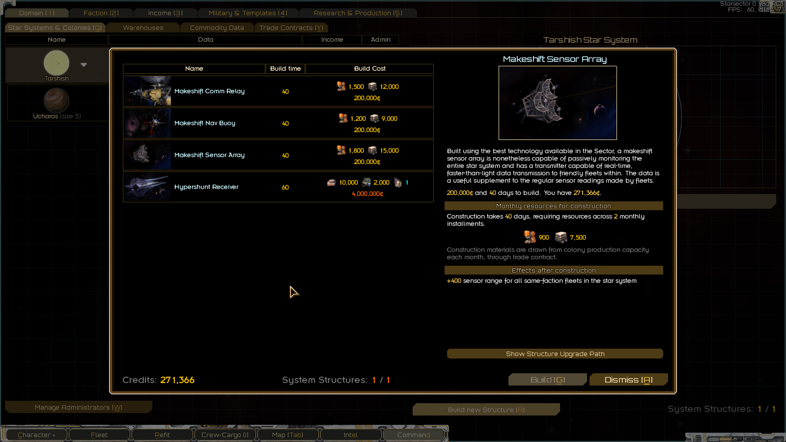 List of structures and info.