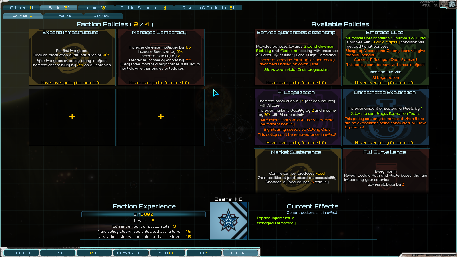 Faction Policies